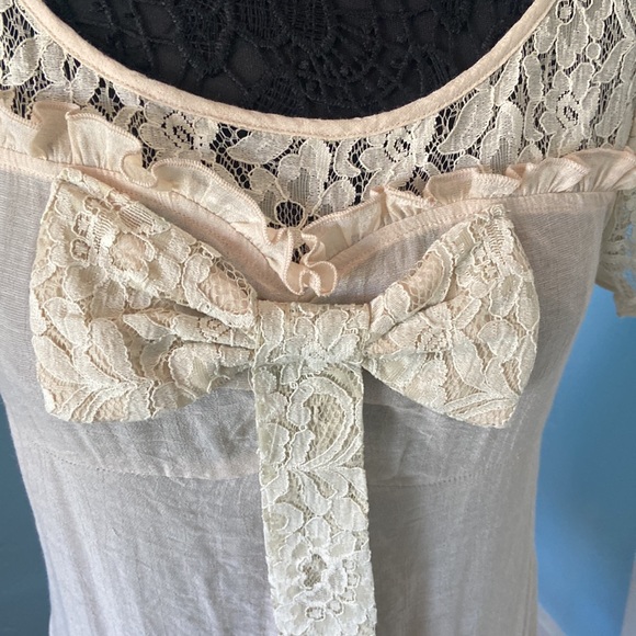 Vintage style gauze dress, bow front, size large- adorable - Picture 5 of 7